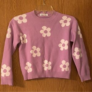 SHEIN Floral Pattern Drop Shoulder Sweater. Size 11-12Y. Mauve Purple